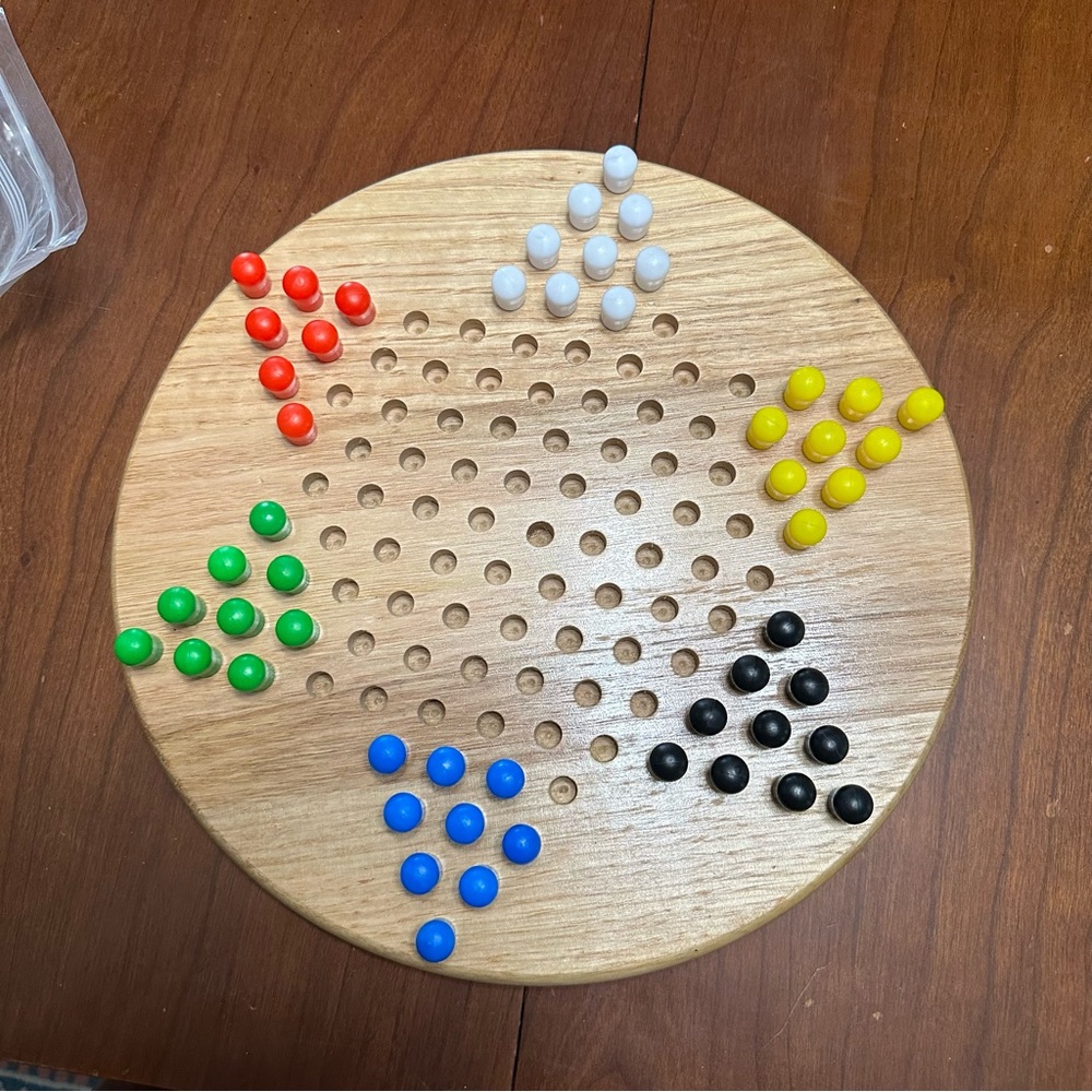 Wood Chinese Checkers Board - A Few Missing Pegs